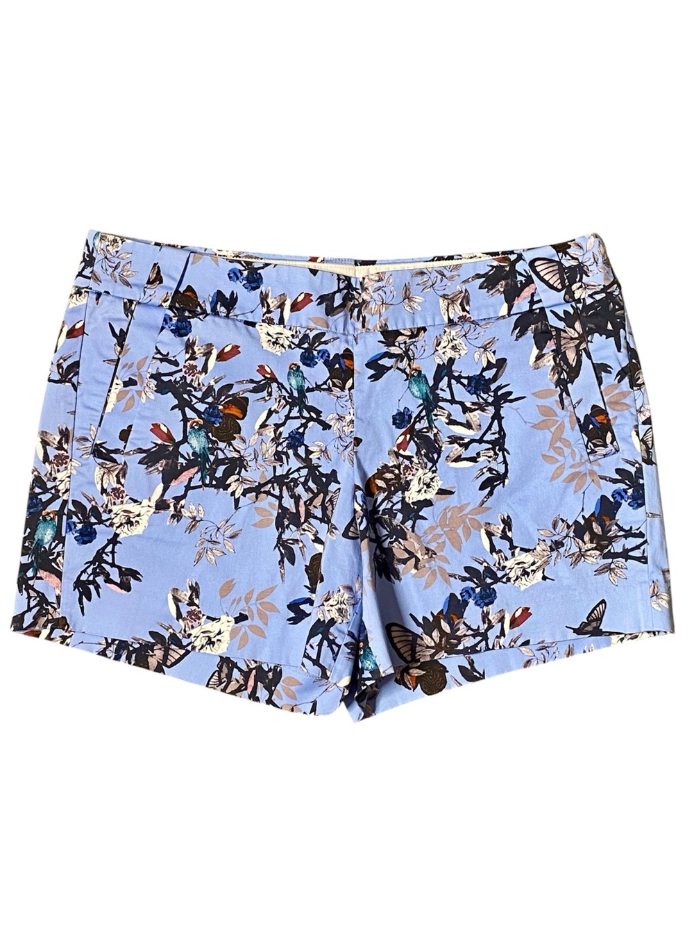 J. Crew Light Blue Botanical Print High-Rise Shorts